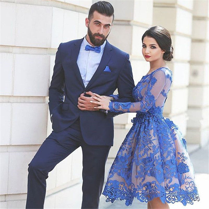 2 Pieces Dark Navy Business Suit for Parties-BallBride
