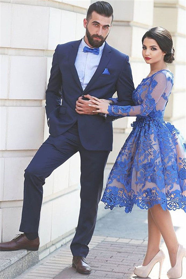 2 Pieces Dark Navy Business Suit for Parties-BallBride