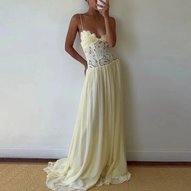Charming Daffodil Halter Sweetheart Sleeveless Chiffon Evening Dresses Floor Length With Lace-Up Back