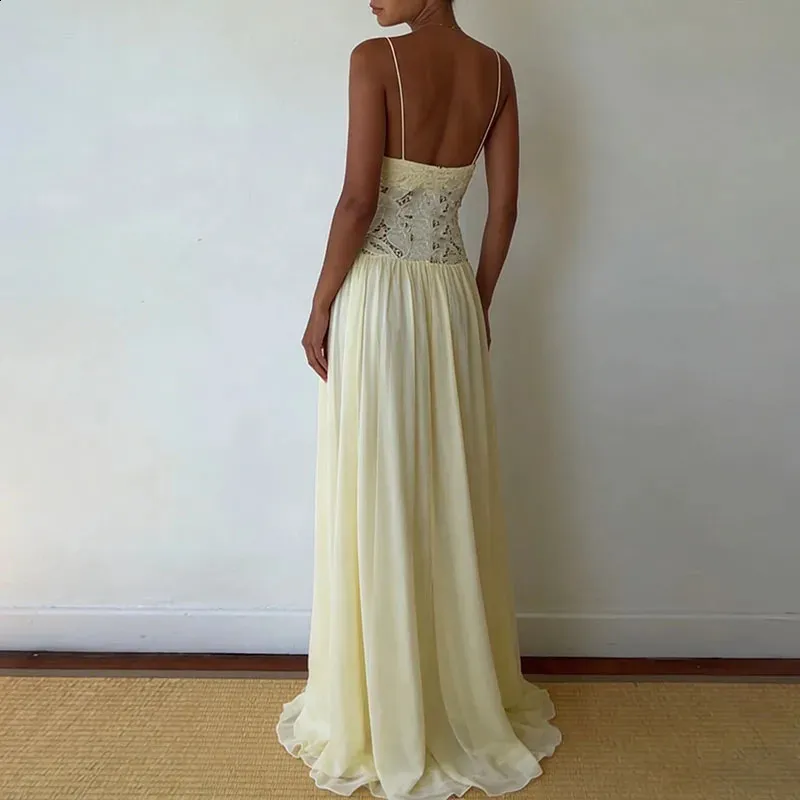 Charming Daffodil Halter Sweetheart Sleeveless Chiffon Evening Dresses Floor Length With Lace-Up Back