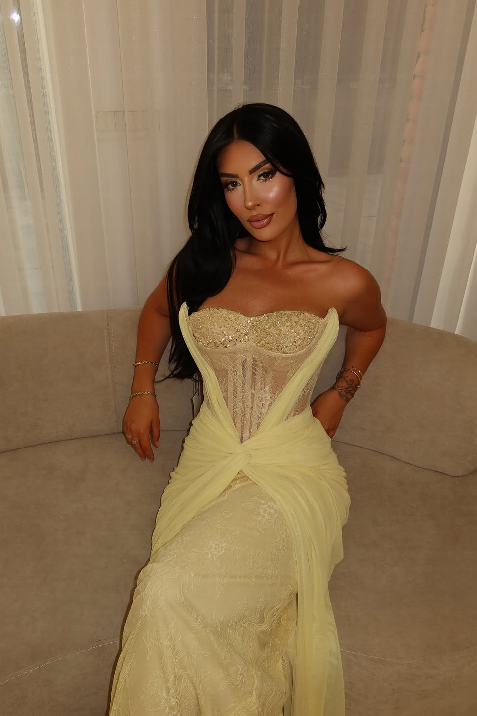 Dazzling Daffodil Strapless Sleeveless Mermaid Evening Dresses Column With Pleats