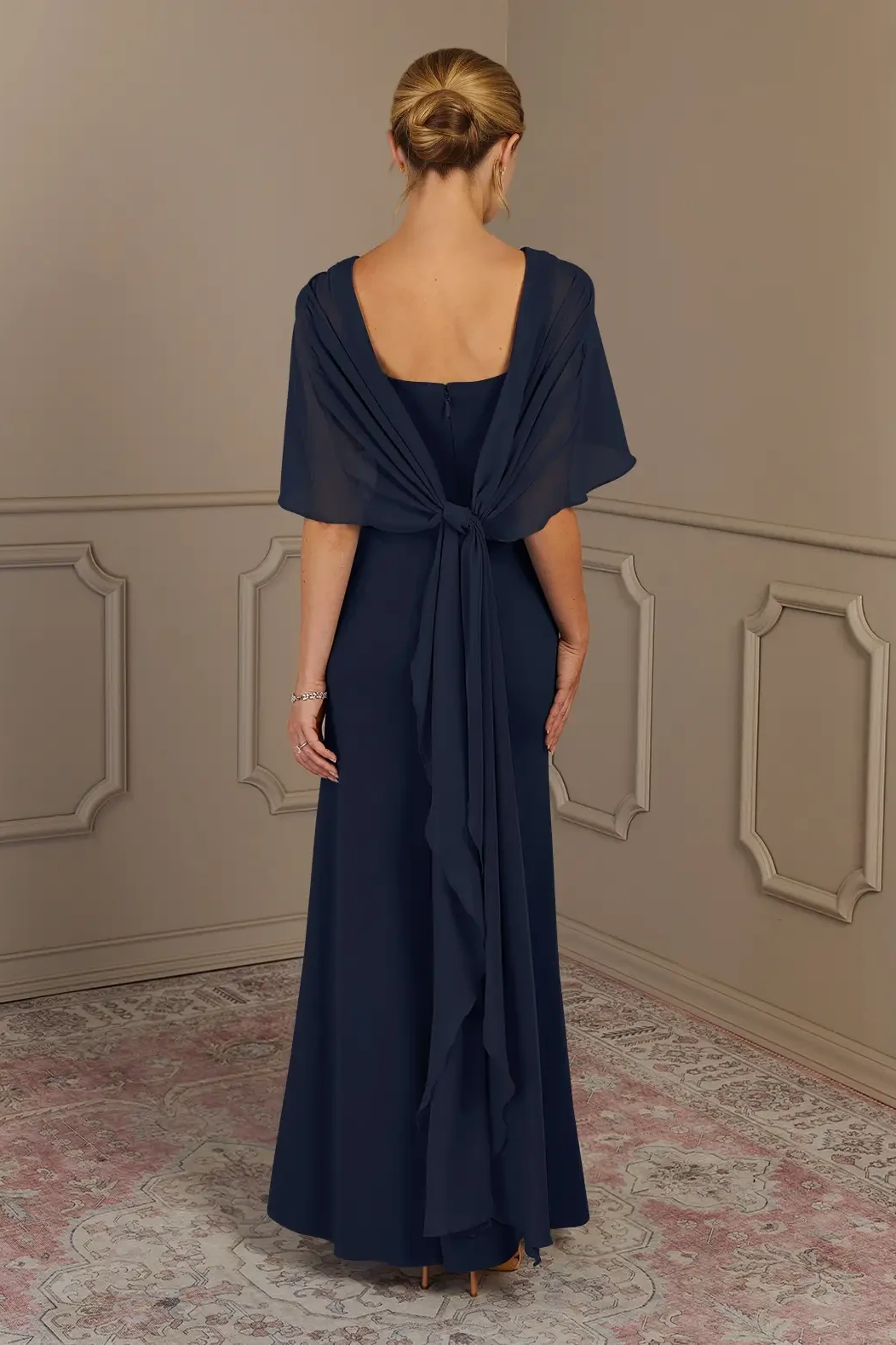Glamorous Navy Blue Mermaid Satin Evening Dresses Column Floor Length With Zipper