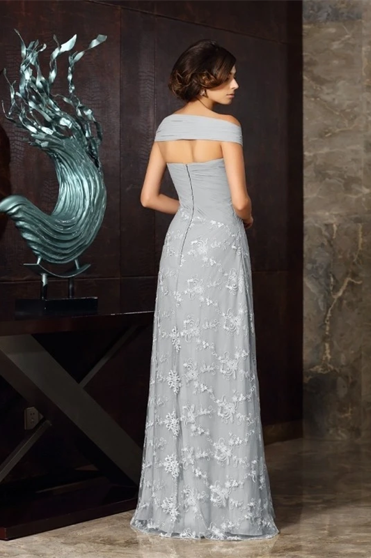 Glamorous Grey Off The Shoulder Mermaid Evening Dresses Floor Length With Zipper