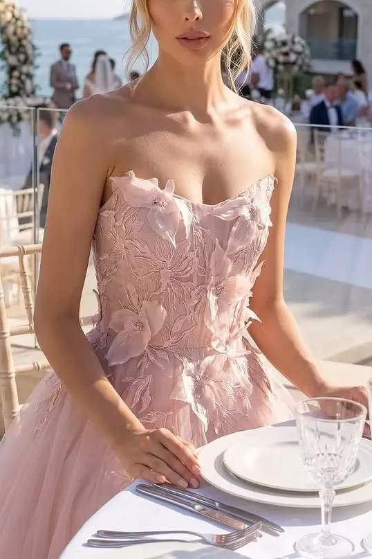 Chic Dusty Rose Sweetheart Strapless Sleeveless Tulle Wedding Dresses Ankle Length With Pleats