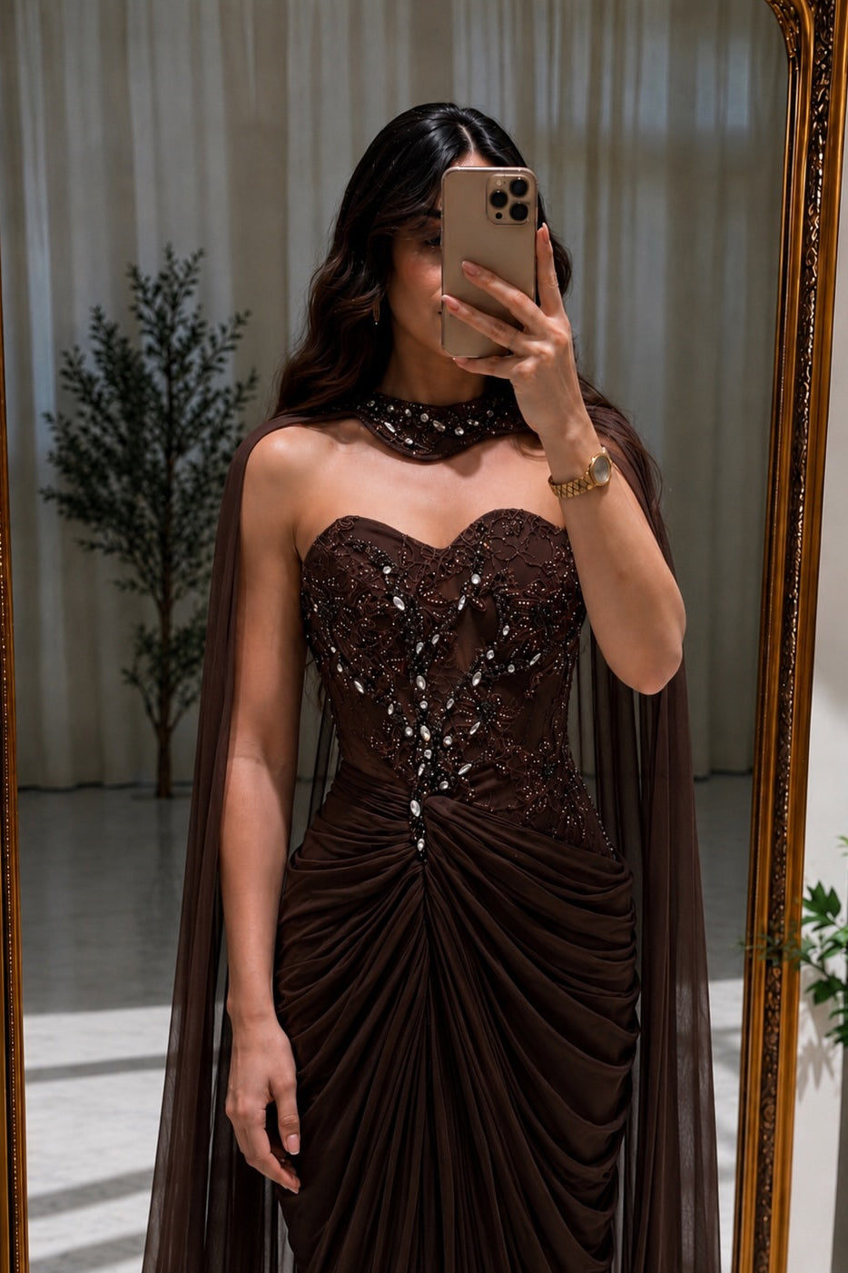 Graceful Brown Sweetheart Strapless Sleeveless Mermaid Wedding Dresses Split Beading With Pleats