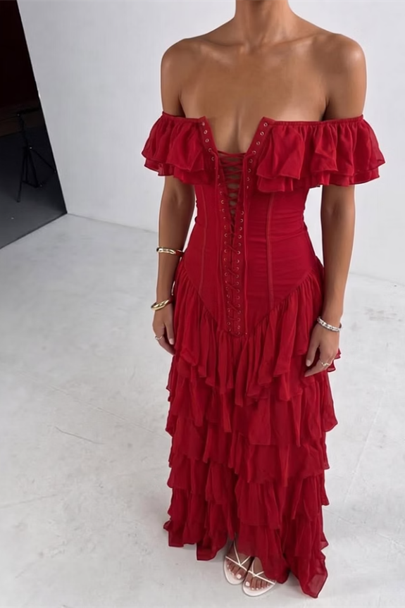 Dazzling Burgundy Off The Shoulder Chiffon Wedding Dresses High Split With Pleats