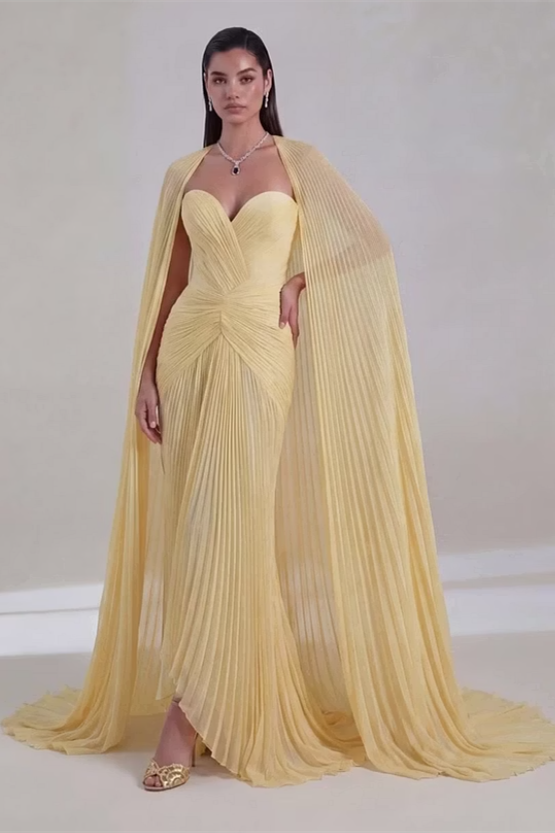 Timeless Daffodil Sweetheart Strapless Sleeveless Mermaid Wedding Dresses Floor Length With Zipper Pleats