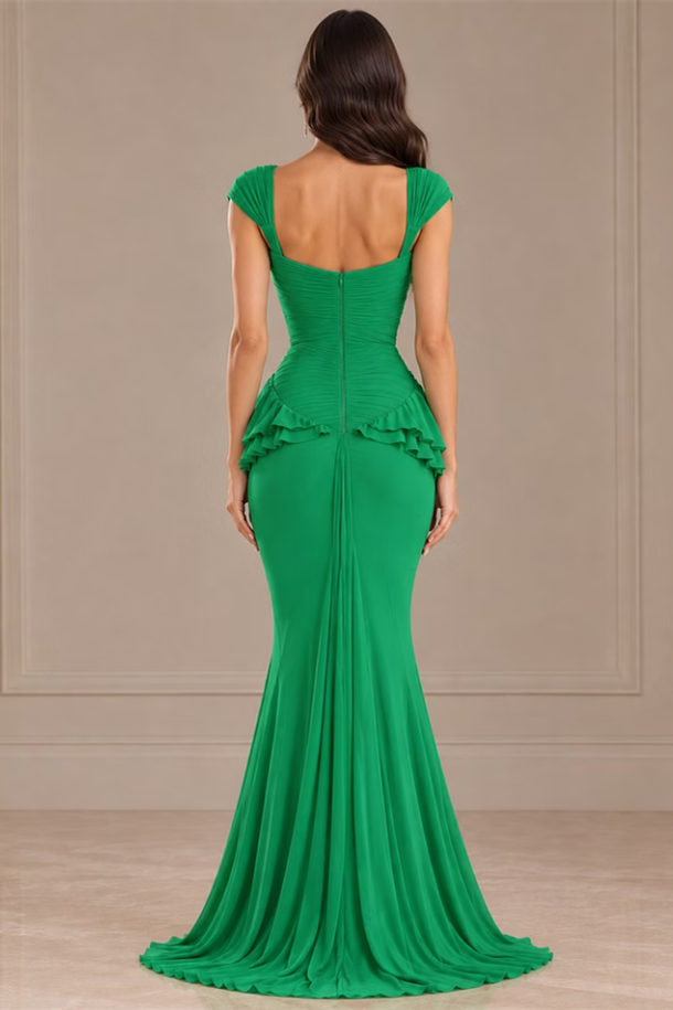 Pretty Green Sweetheart Straps Mermaid Wedding Dresses Floor Length With Pleats Zipper