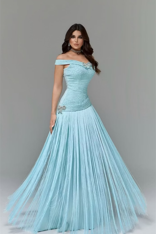 Timeless Blue Off The Shoulder Mermaid Wedding Dresses Floor Length With Tassel