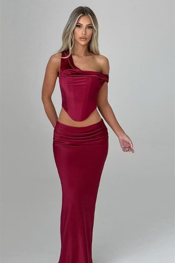 Unique Asymmetrical Satin Mermaid Wedding Dresses Sheath Floor Length With Pleats