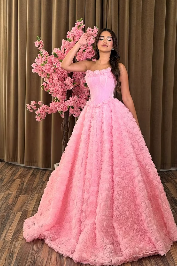 Unique Dusty Pink Strapless Sleeveless A-Line Wedding Dresses Floor Length With Pleats
