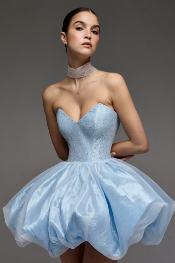 Graceful Sky Blue Sweetheart Strapless Sleeveless Homecoming Dresses Mini With Pleats