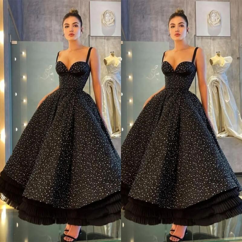 Amazing Sweetheart Straps Sleeveless Black Prom Dress Princess Layered-BallBride