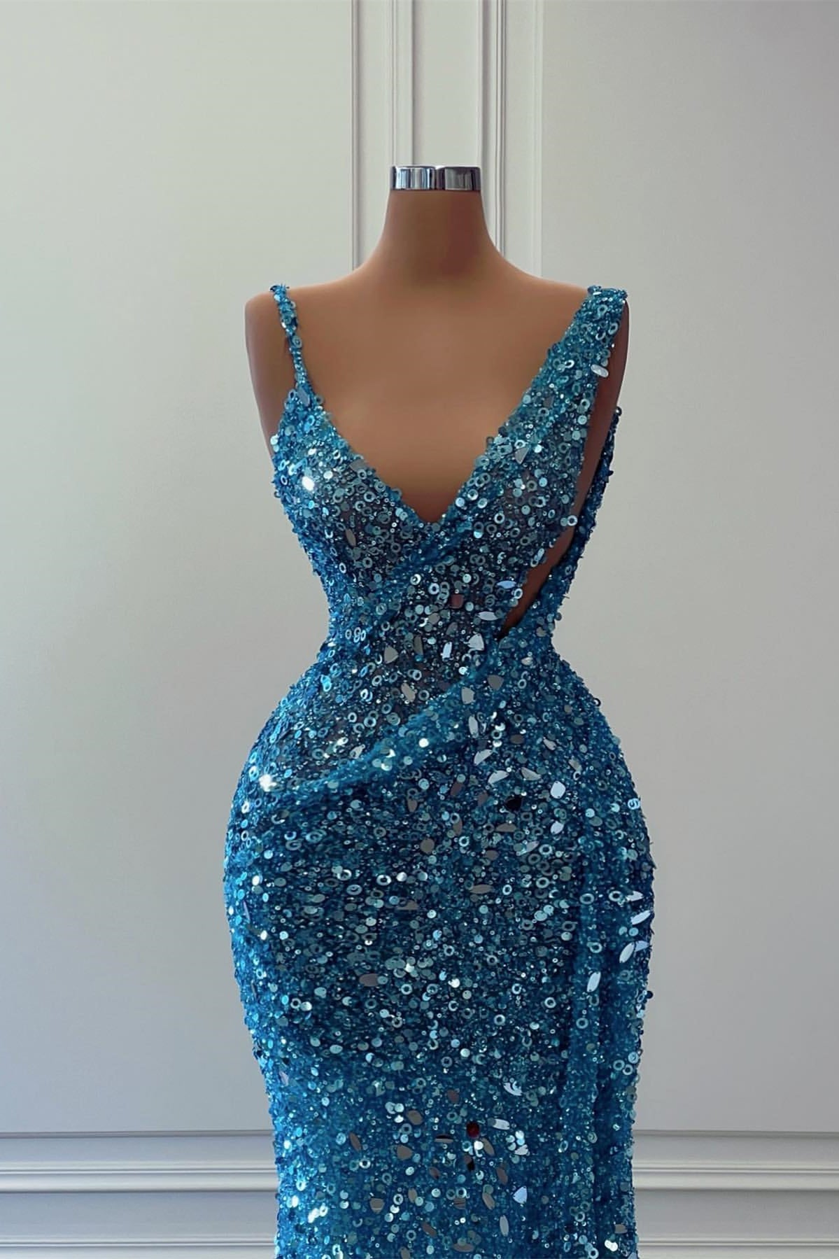 Amazing V-Neck Sleeveless Sequins Evening Dress Mermaid Long-BallBride