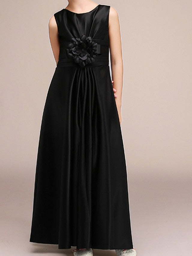 Beautiful A-Line Sleeveless Jewel Neck Floor Length Flower Girl Dresses with Pleats-BallBride