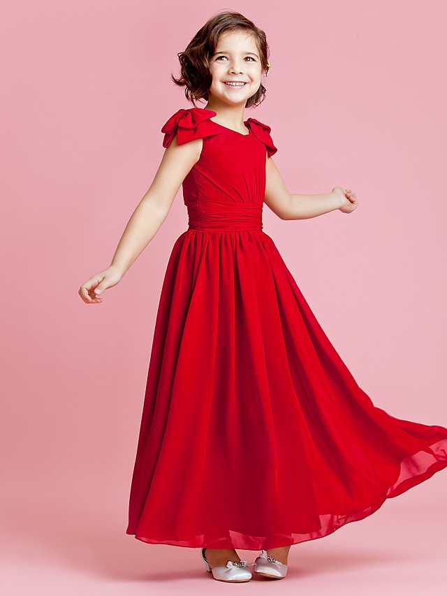 Beautiful Sleeveless A-Line Flower Girl Dress with Bow Buttons-BallBride