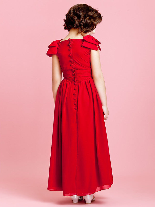 Beautiful Sleeveless A-Line Flower Girl Dress with Bow Buttons-BallBride