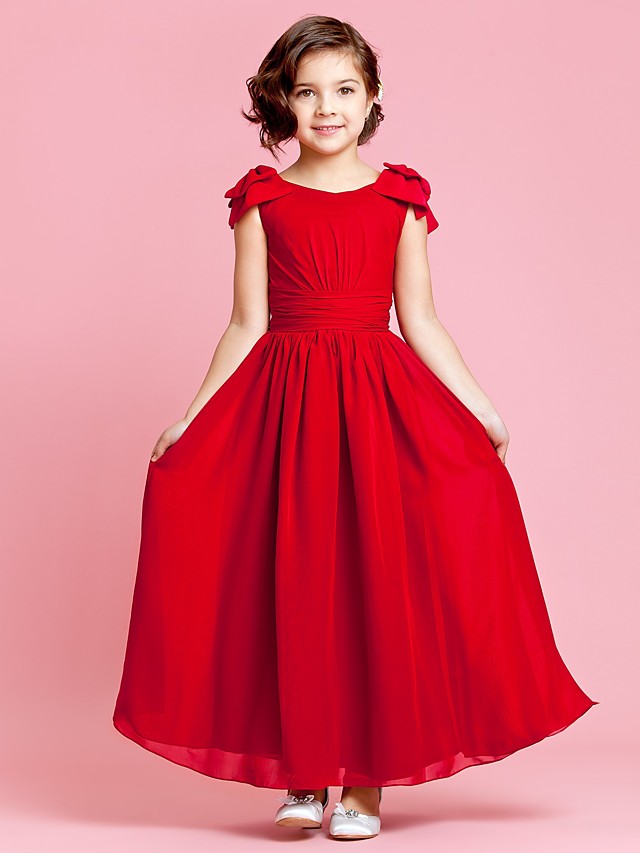 Beautiful Sleeveless A-Line Flower Girl Dress with Bow Buttons-BallBride