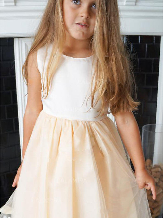Beautiful Sleeveless Jewel A-Line Knee Length Flower Girl Dress-BallBride