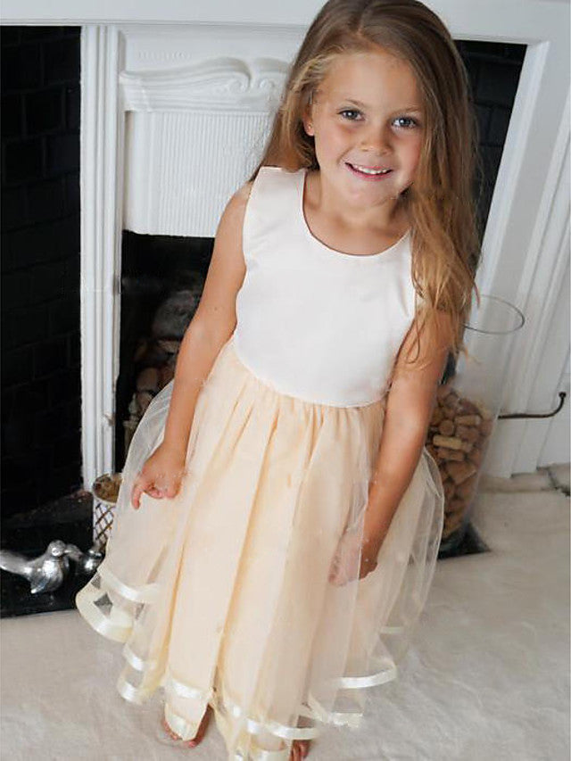 Beautiful Sleeveless Jewel A-Line Knee Length Flower Girl Dress-BallBride