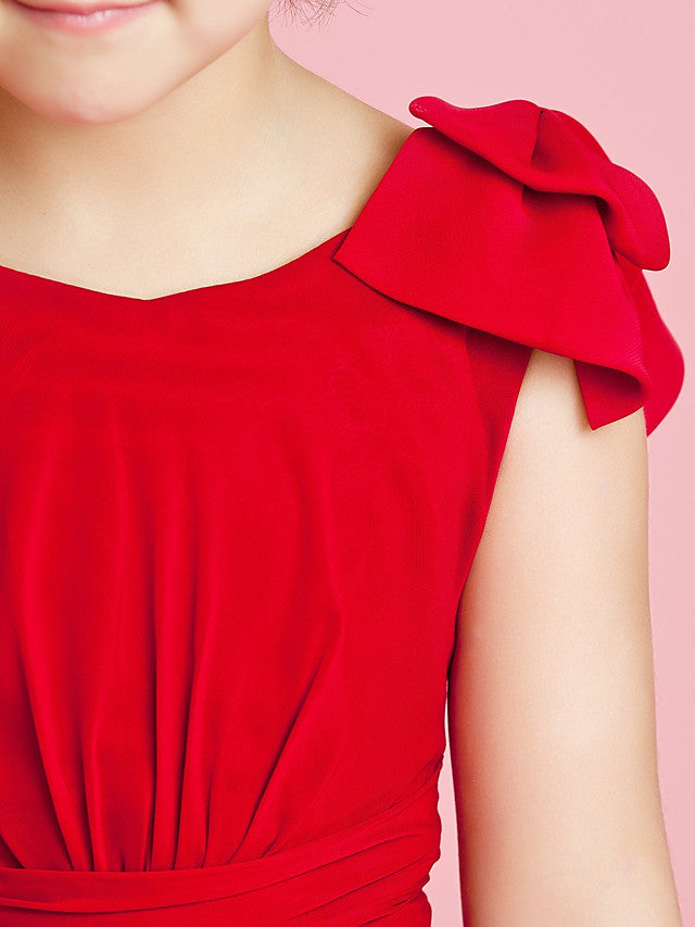 Beautiful Sleeveless Jewel Neck A-Line Flower Girl Dresses With Bow Buttons and Ankle Length-BallBride