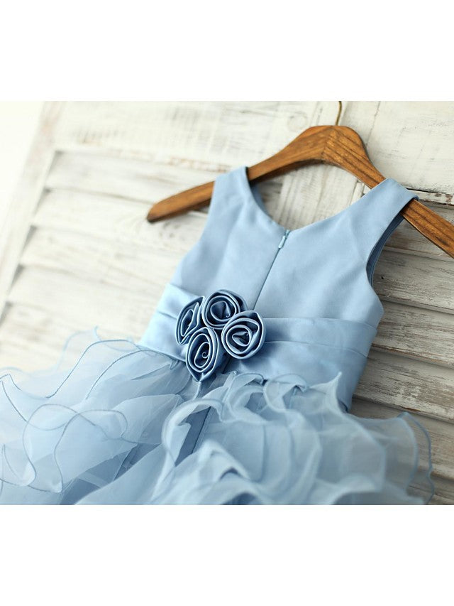 Beautiful Sleeveless Jewel Neck Floor Length Flower Girl Dresses in Organza With Sash and Ribbon Flower-BallBride