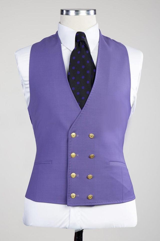 Best Fitted Men Suits - Clifford Chic Purple Peaked Lapel Three Pieces-BallBride