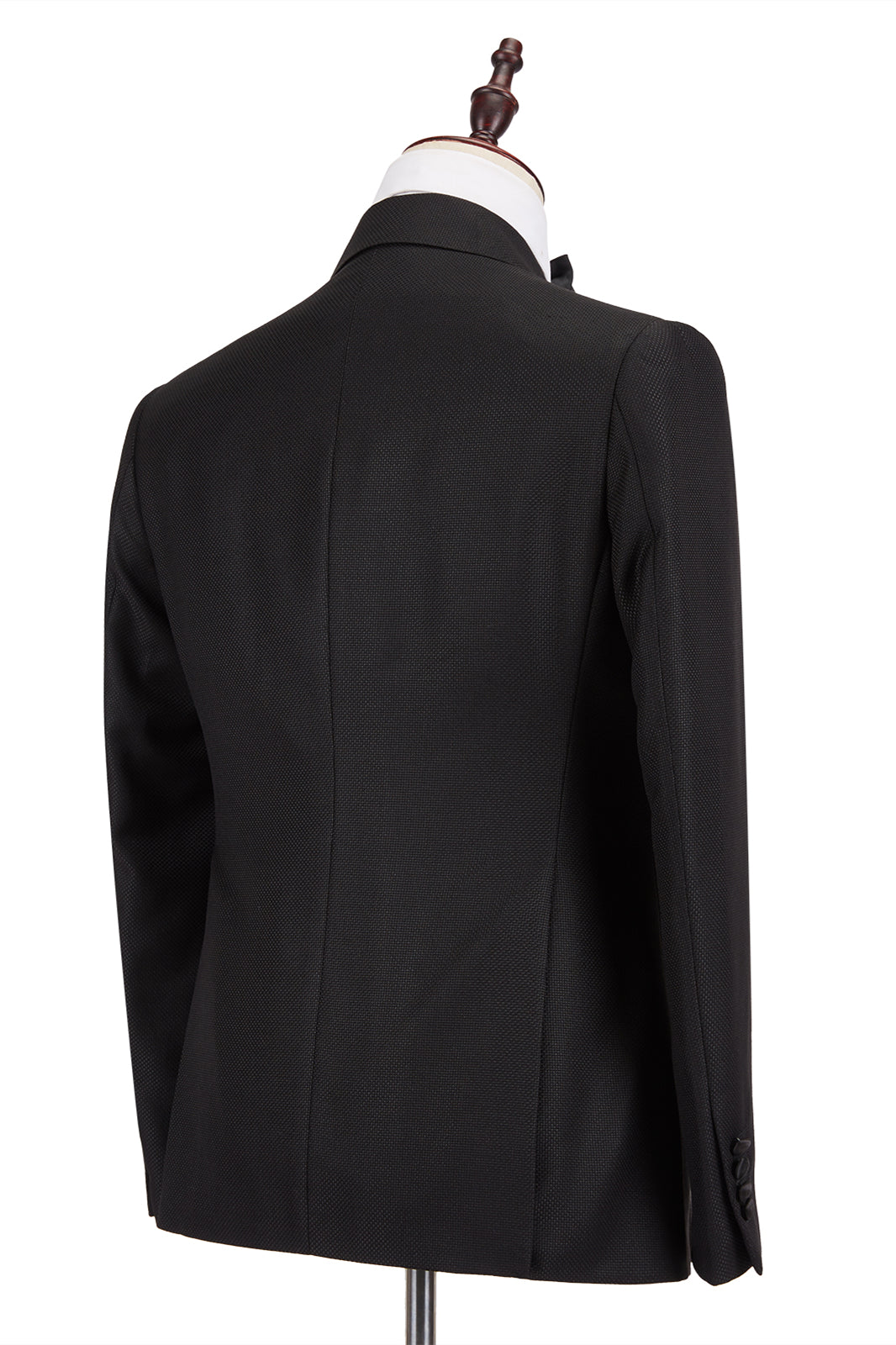Black Men's Wedding Suit Groom Tuxedos - Classic Satin Peak Lapel Double Breasted-BallBride