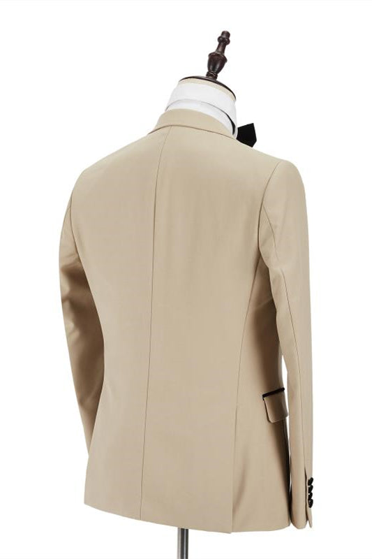 Black Peak Lapel Champagne Wedding Suit For Men's Party-BallBride