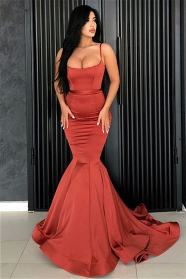 Burnt Orange Long Mermaid Prom Dress-BallBride