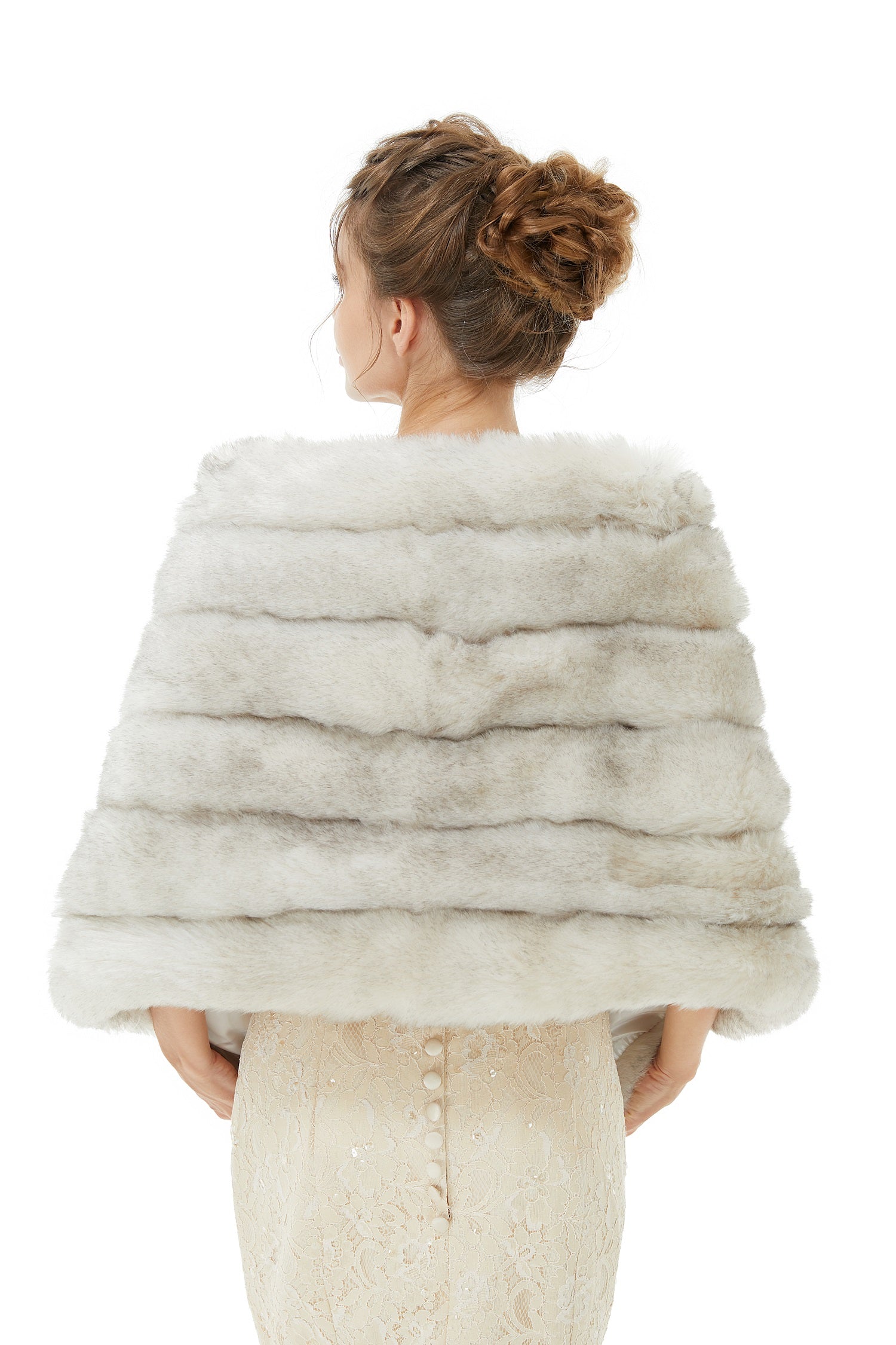 Chic Grey Faux Fur Shawl for Women's Winter Wrap-BallBride