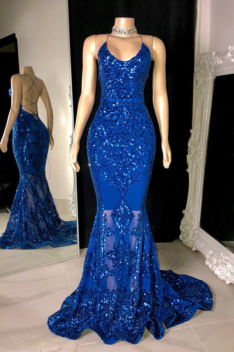 Classy V-Neck Sleeveless Prom Dress | Mermaid Sequins Long-BallBride