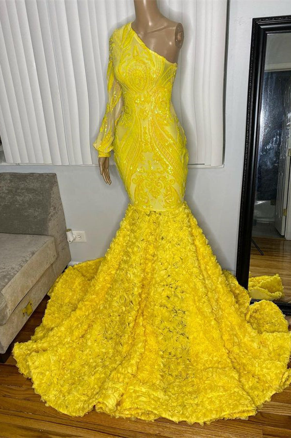Classy Yellow Sequins Mermaid Prom Dress-BallBride