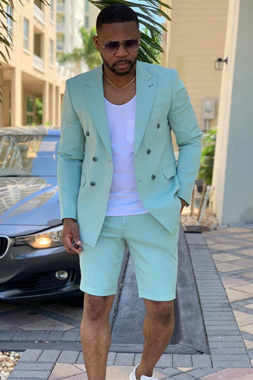 Cool Green Casual Wedding Suit With Peaked Lapel For Sale-BallBride