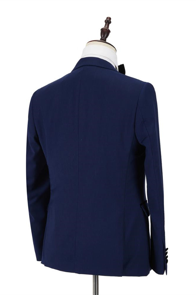 Dark Blue Peak Lapel Men's Wedding Suit | Velvet Lapel Formal Suit-BallBride