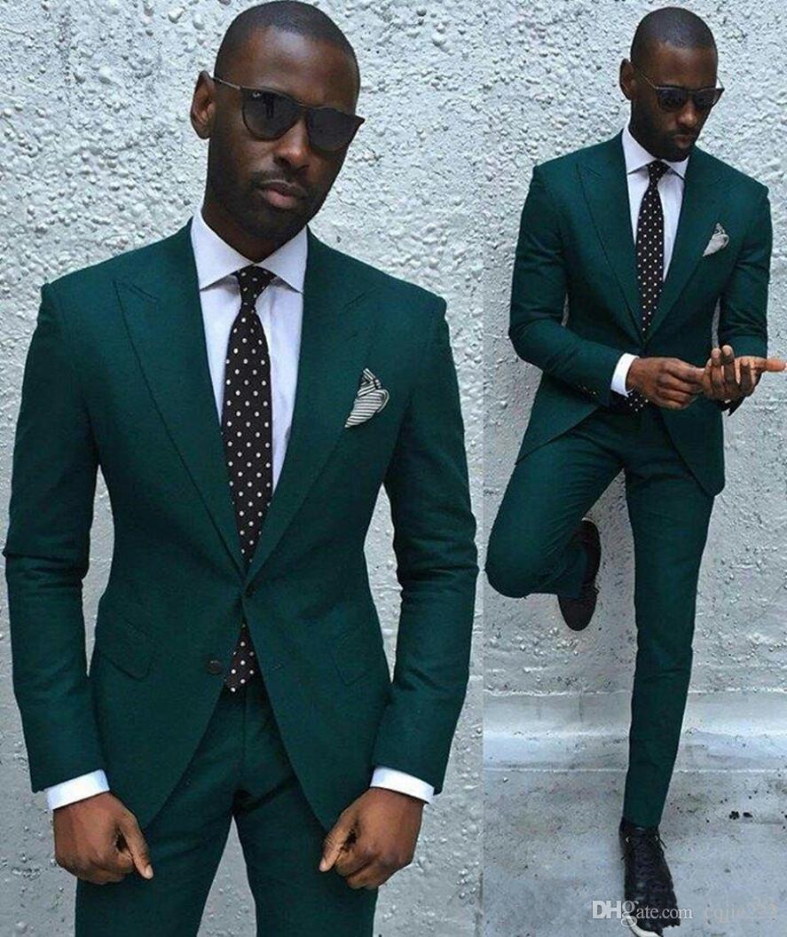 Dark Green Formal Dinner Prom Suit For Men - Classic Peaked Lapel-BallBride