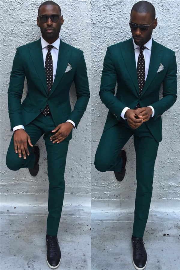 Dark Green Formal Dinner Prom Suit For Men - Classic Peaked Lapel-BallBride