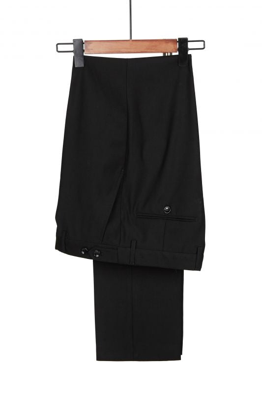 Douglas Fashion Black Pattern Slim Fit Shawl Lapel Three Pieces Men Suits-BallBride
