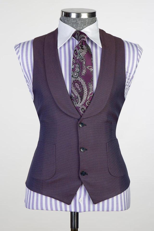Eamonn Modern Dark Purple 3-Piece Peaked Lapel Men Suits for Business-BallBride