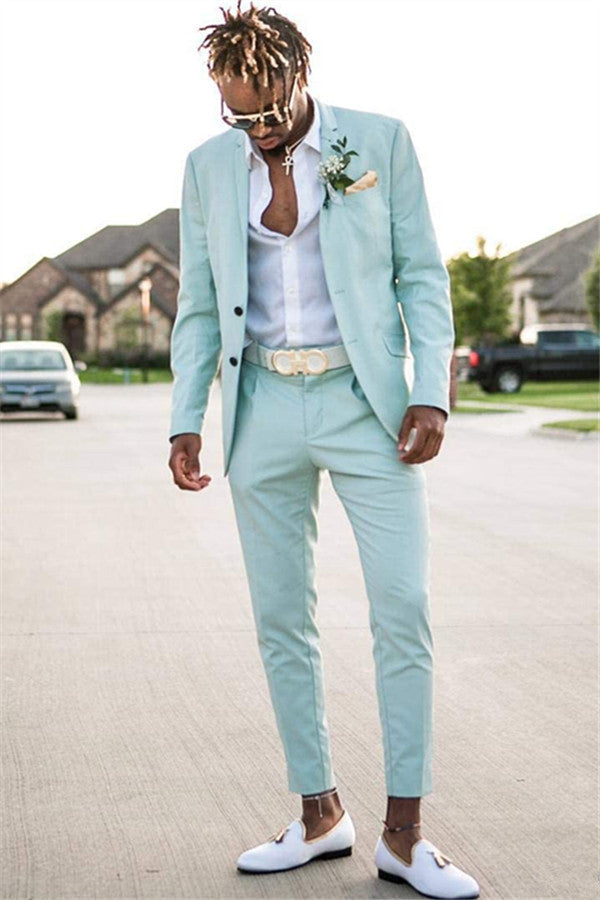 Elegant 2-Piece David Beckham Royal Wedding Suit in Mint Green-BallBride