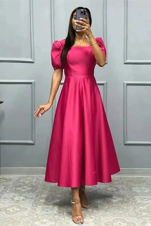 Elegant A-Line Prom Dress with Short Sleeves - Shop Online Now!-BallBride