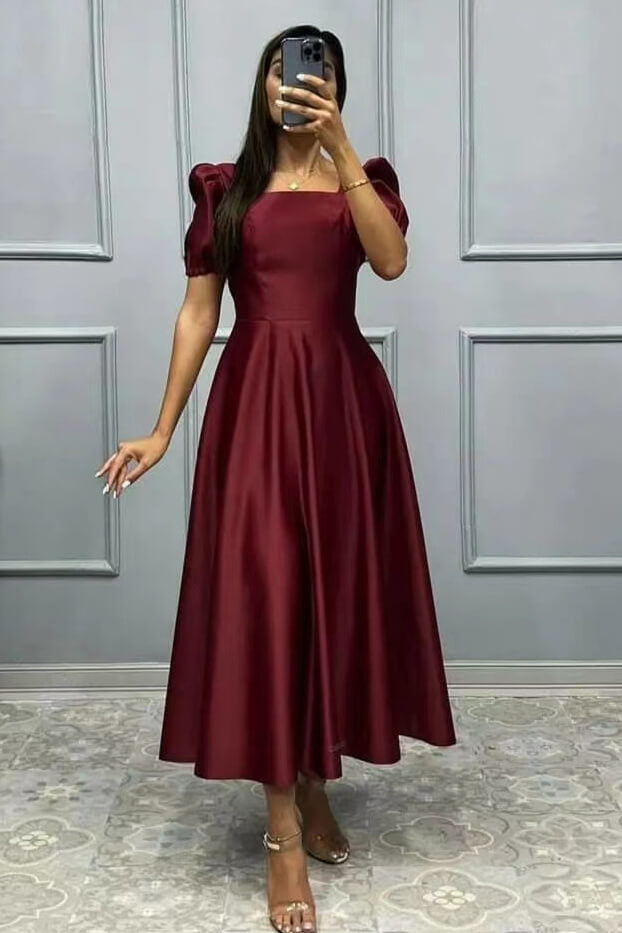 Elegant A-Line Prom Dress with Short Sleeves - Shop Online Now!-BallBride