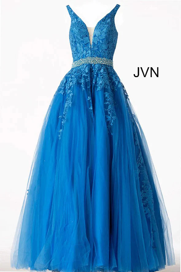 Elegant Black V-Neck Prom Dress with Applique Beadings-BallBride