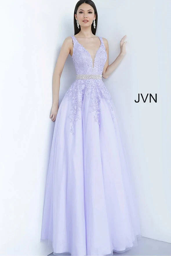 Elegant Black V-Neck Prom Dress with Applique Beadings-BallBride