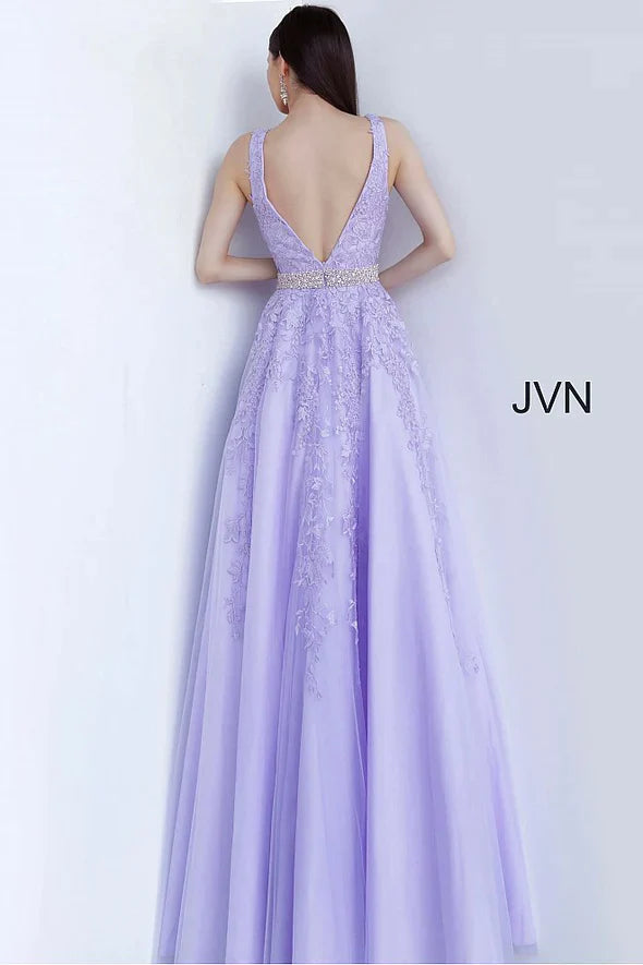 Elegant Black V-Neck Prom Dress with Applique Beadings-BallBride