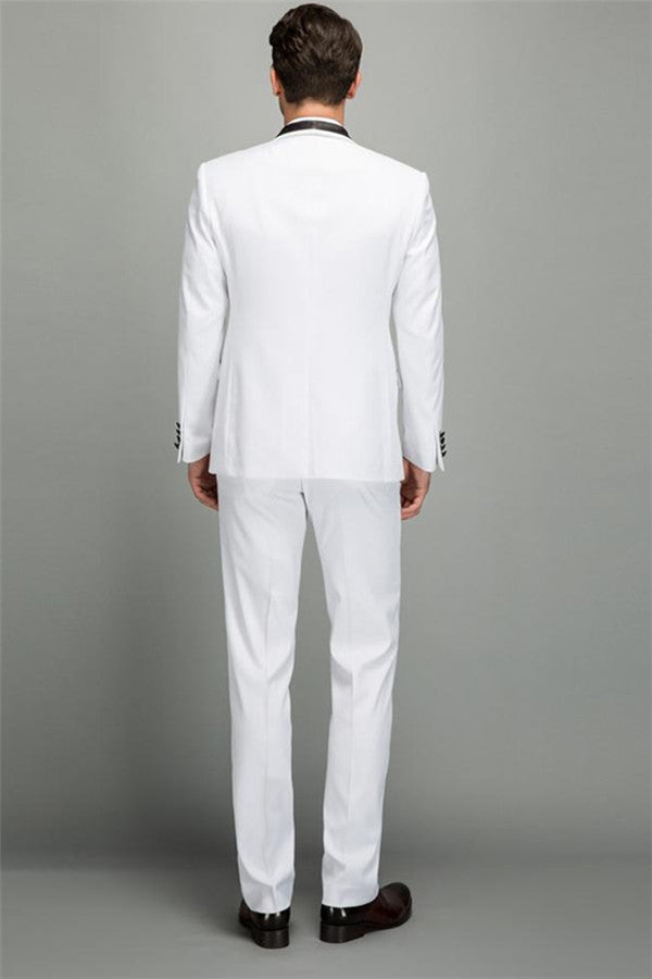 Elegant Easy-Fit White Wedding Groom Suit for the Special Day-BallBride
