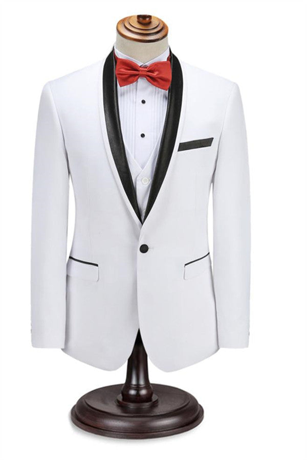 Elegant Easy-Fit White Wedding Groom Suit for the Special Day-BallBride