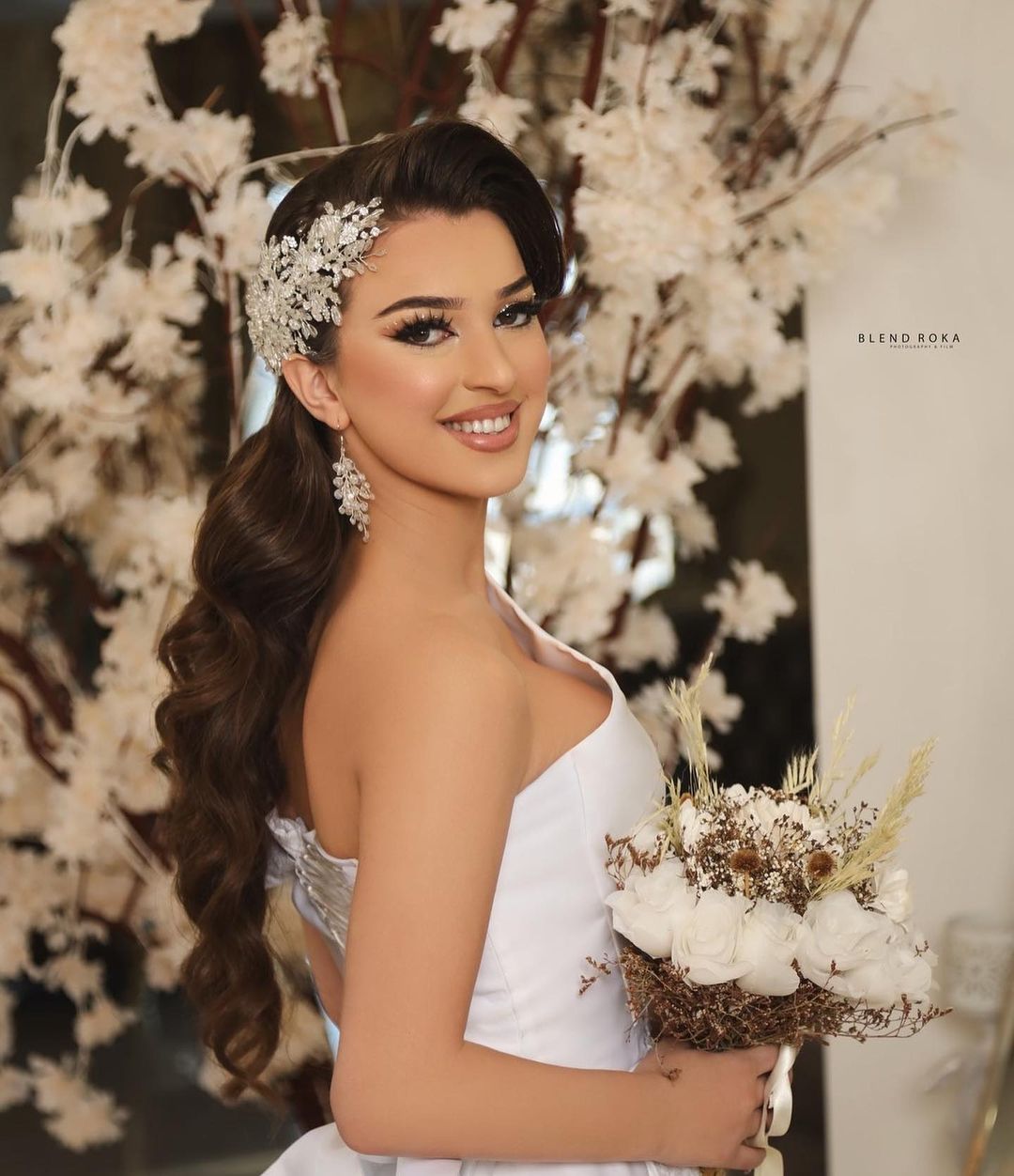 Elegant Long A-Line One Shoulder Satin Wedding Dress with Slit-BallBride