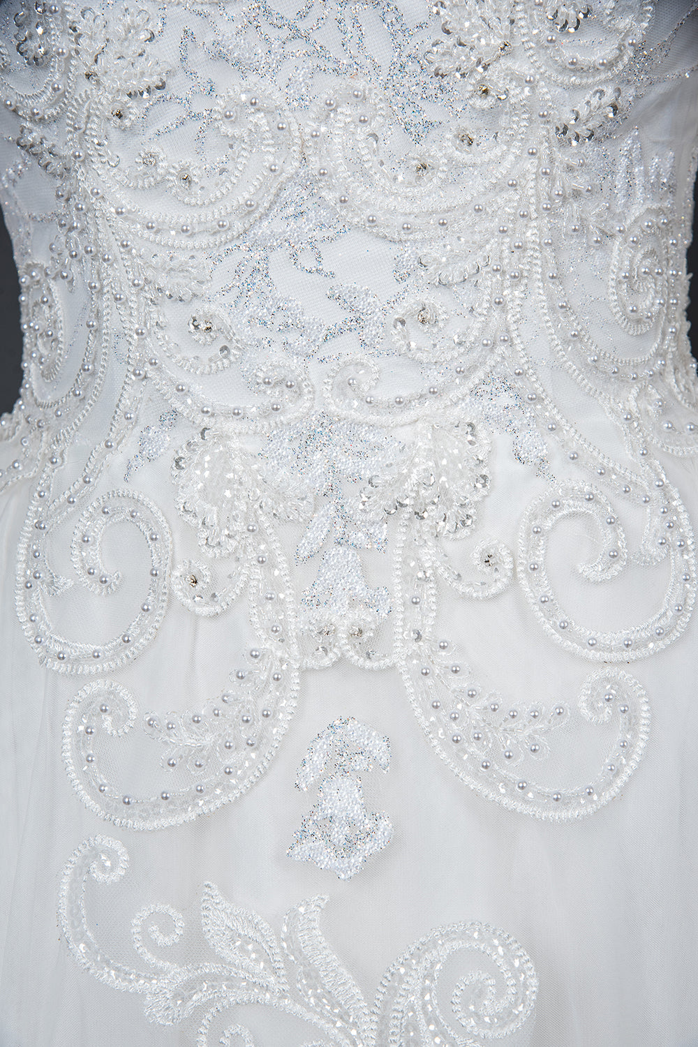 Elegant Long Sleeve Ball Gown Wedding Dress with Lace Appliques-BallBride