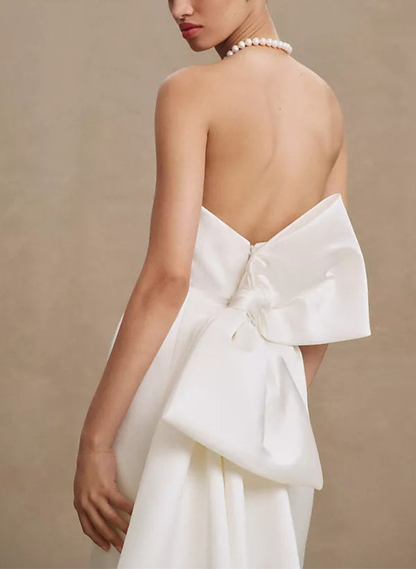 Elegant Strapless Satin Wedding Dresses Sash-Ballbride